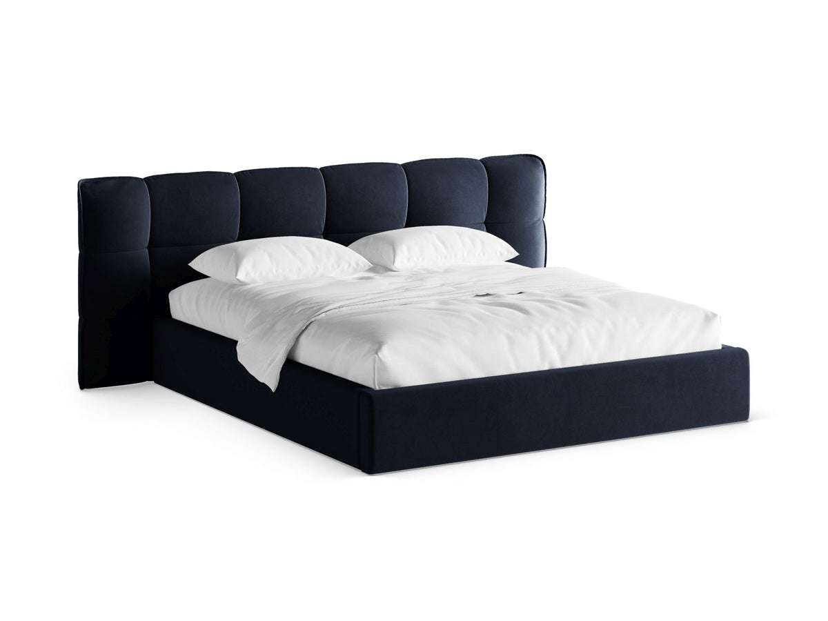 Letto Contenitore con Testata Eric Gambe plastica nera - Blu Reale 160x200
