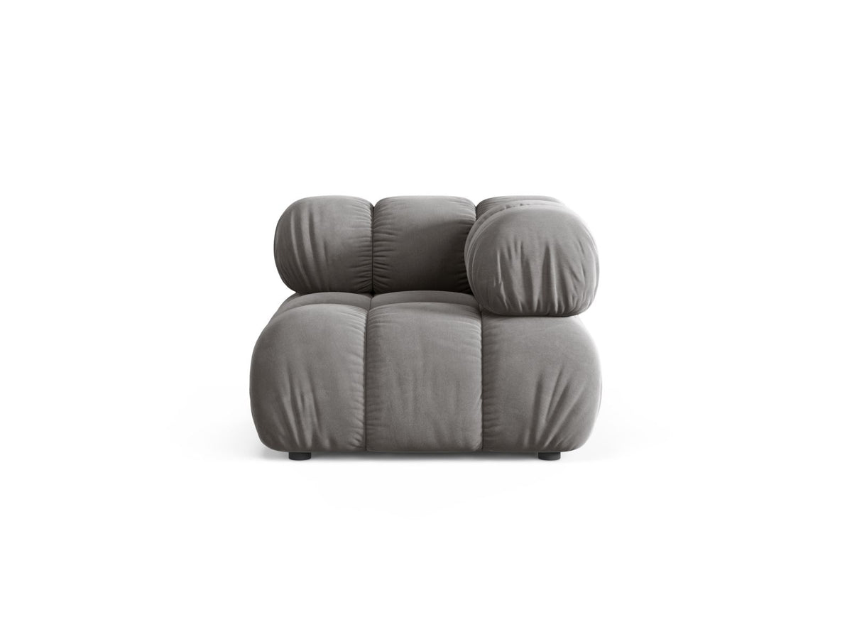Modulo Angolare in Velluto, "Bellis", 1 Posto, 94x94x70 - Grigio Chiaro
