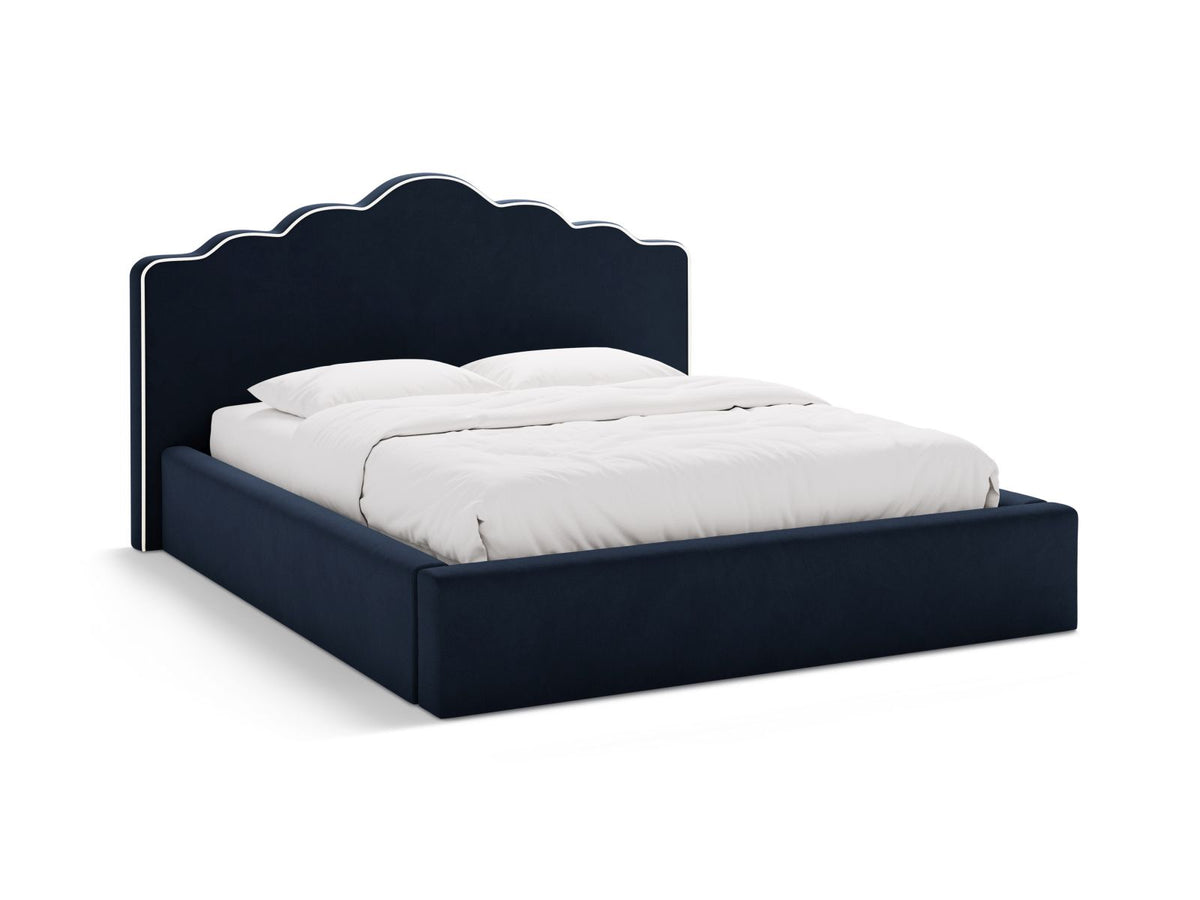 Letto Contenitore con Testata Dream - Avorio, Blu Reale 160x200