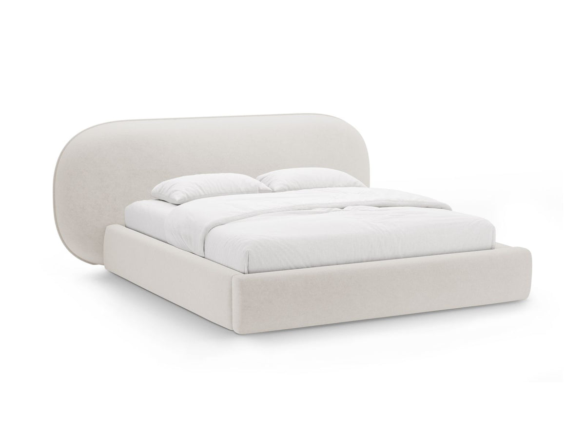 Letto con Contenitore e Testata, "Ovalo", 234x270x96 - Beige Chiaro