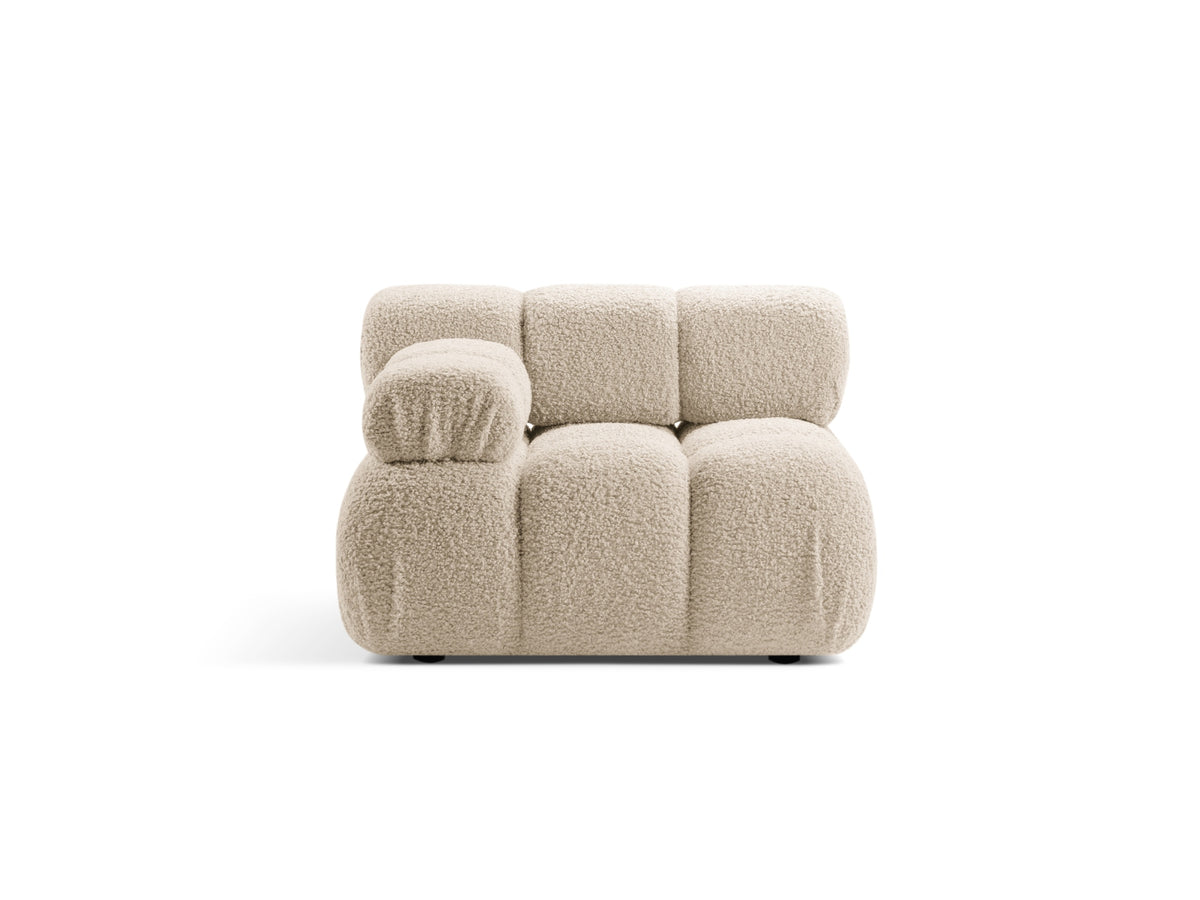 Modulo Sinistro in Bouclé, "Bellis", 1 Posto, 94x94x70 - Beige Chiaro