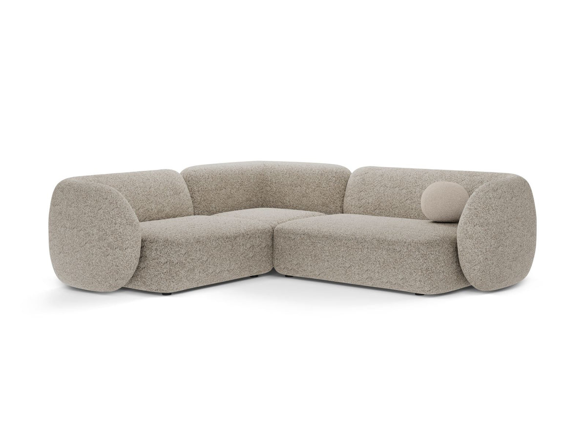 Divano Angolare Modulare Sinistro, "Kate", 4 Posti, 252x220x76 - Beige Melange