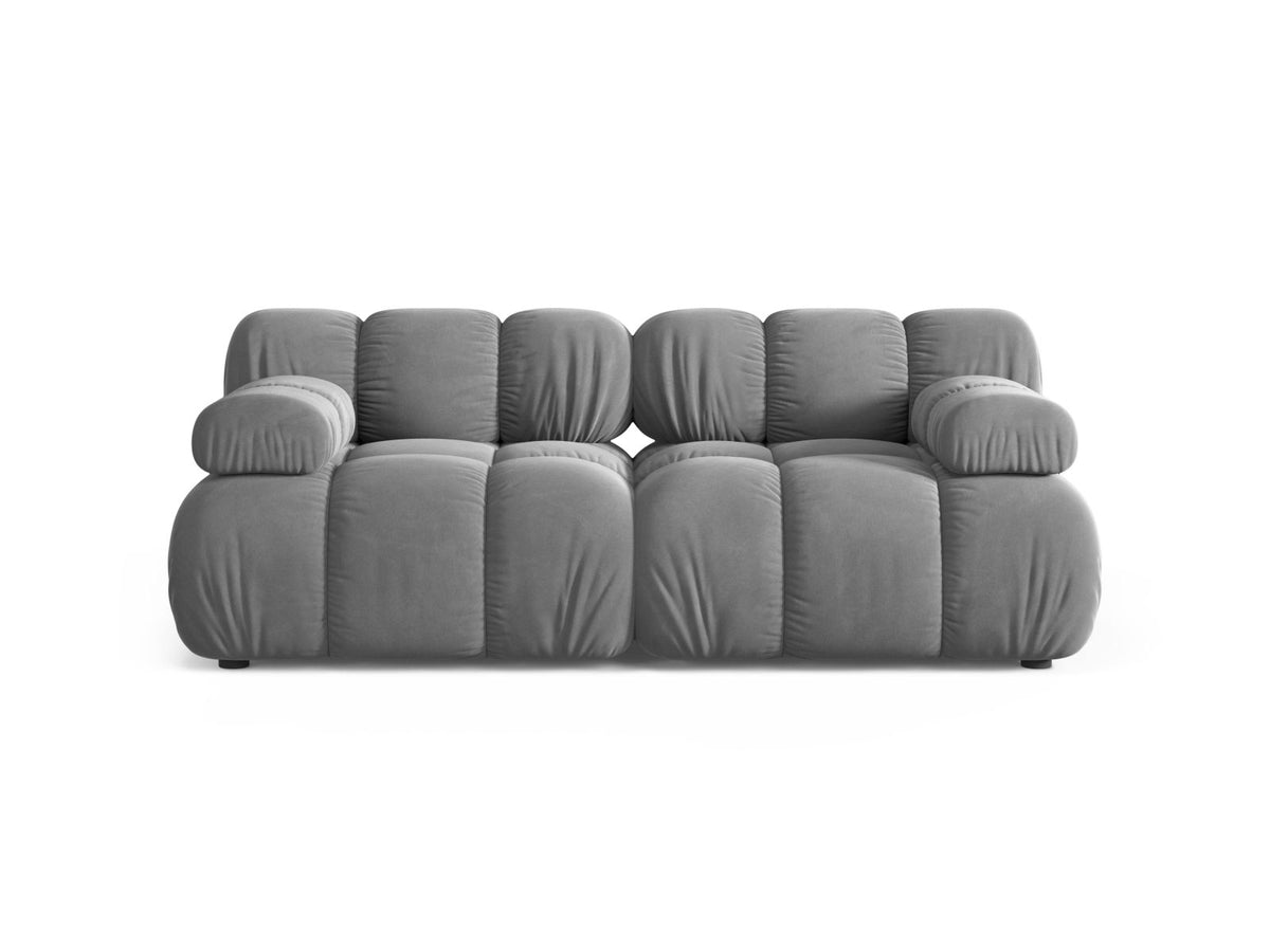 Divano Modulare in Velluto, "Bellis", 2 Posti, 188x94x70 - Grigio Chiaro