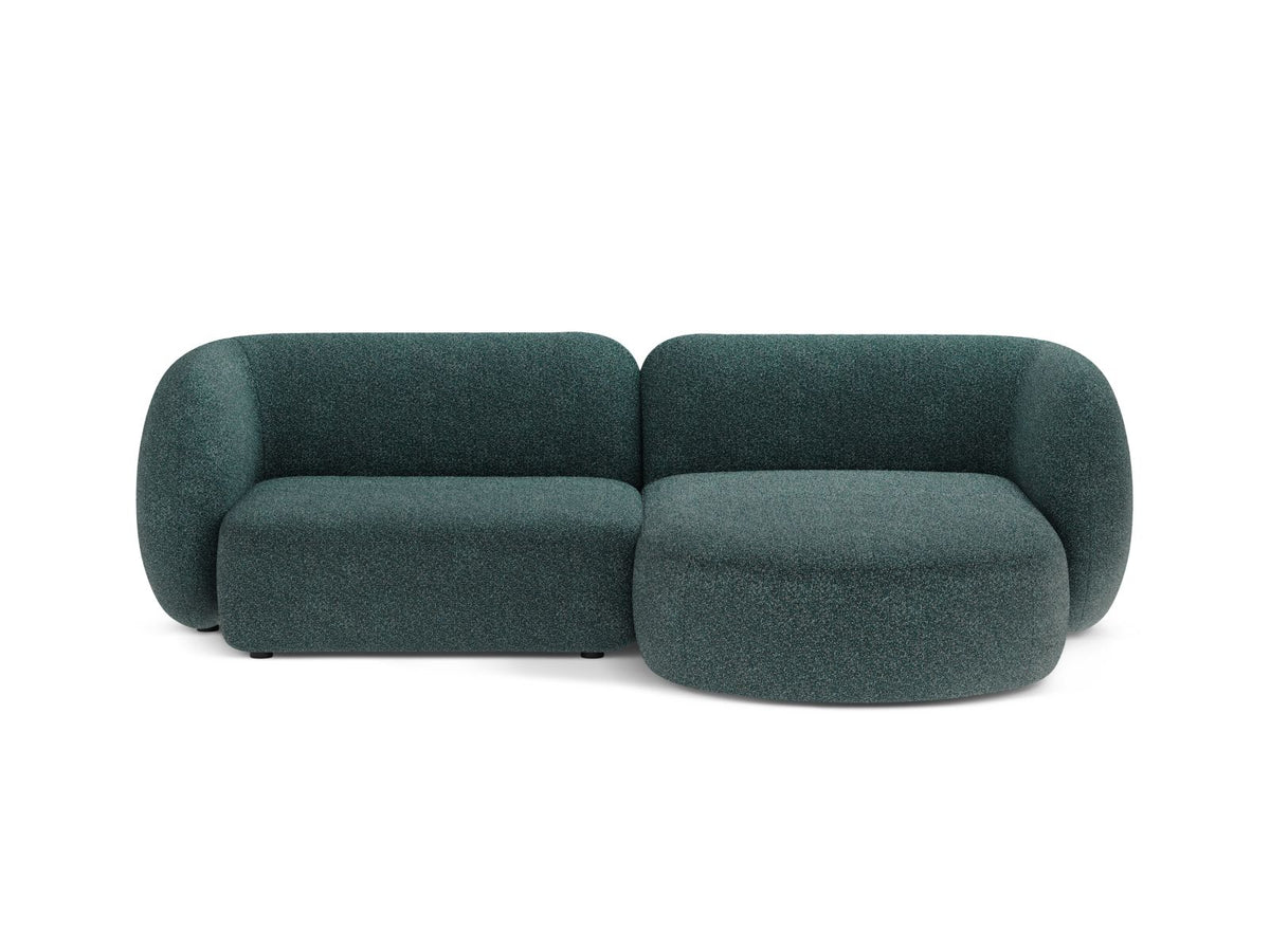 Divano Angolare Modulare Destro, "Kate", 2 Posti, 255x176x76 - Verde Blu Melange