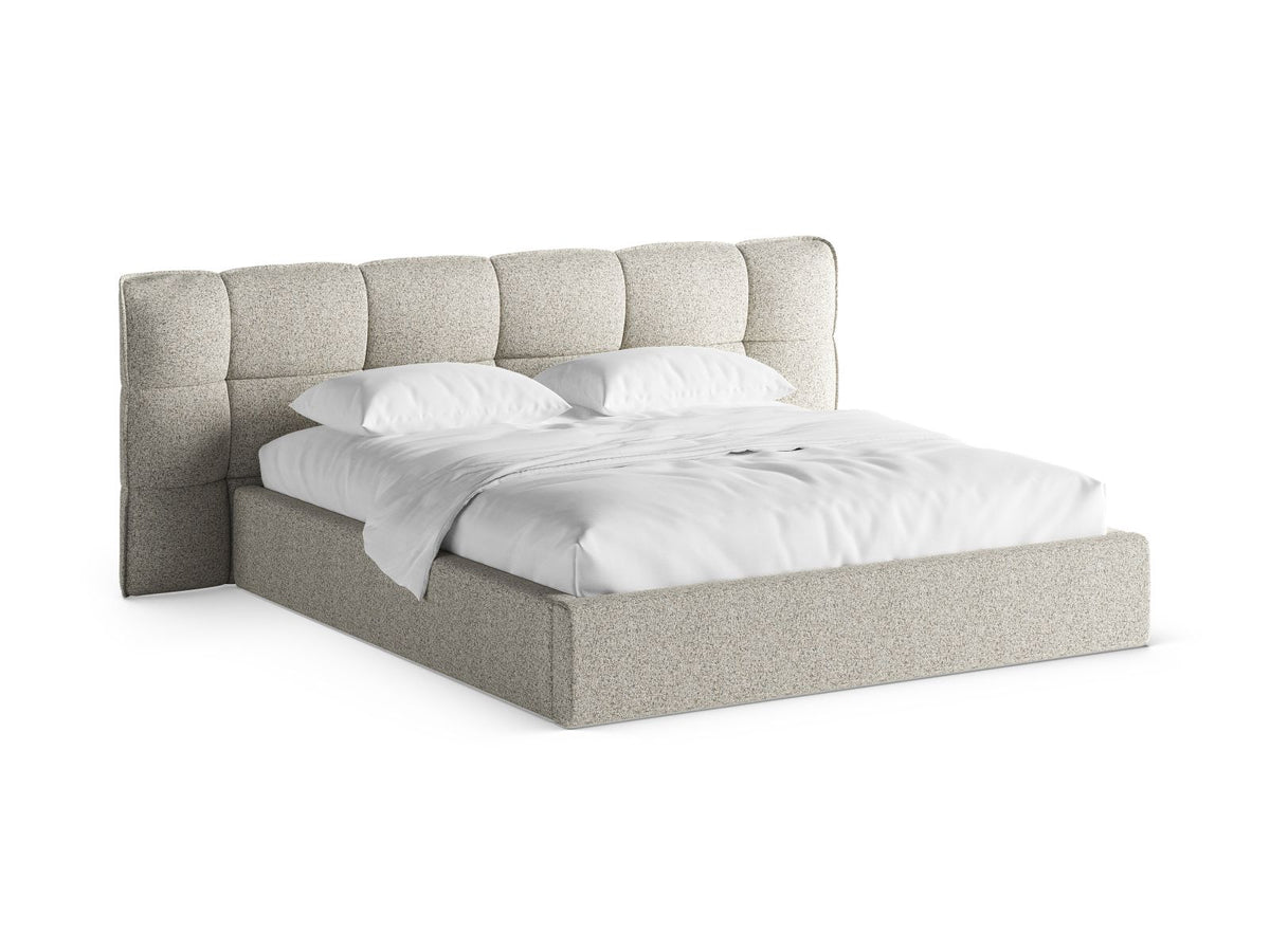Letto Contenitore con Testata Eric Gambe plastica nera - Beige Mélange 180x200