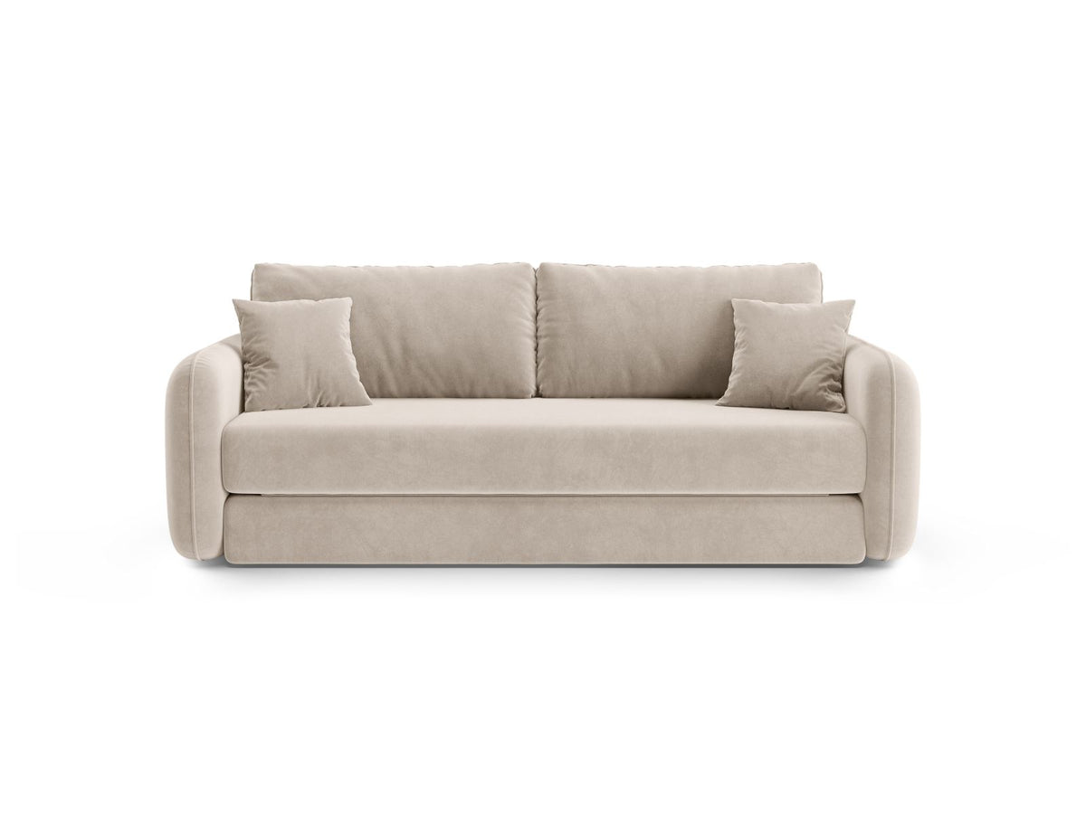 Divano con Funzione Letto in Velluto, "Dormi", 3 Posti, 225x94x87 - Beige