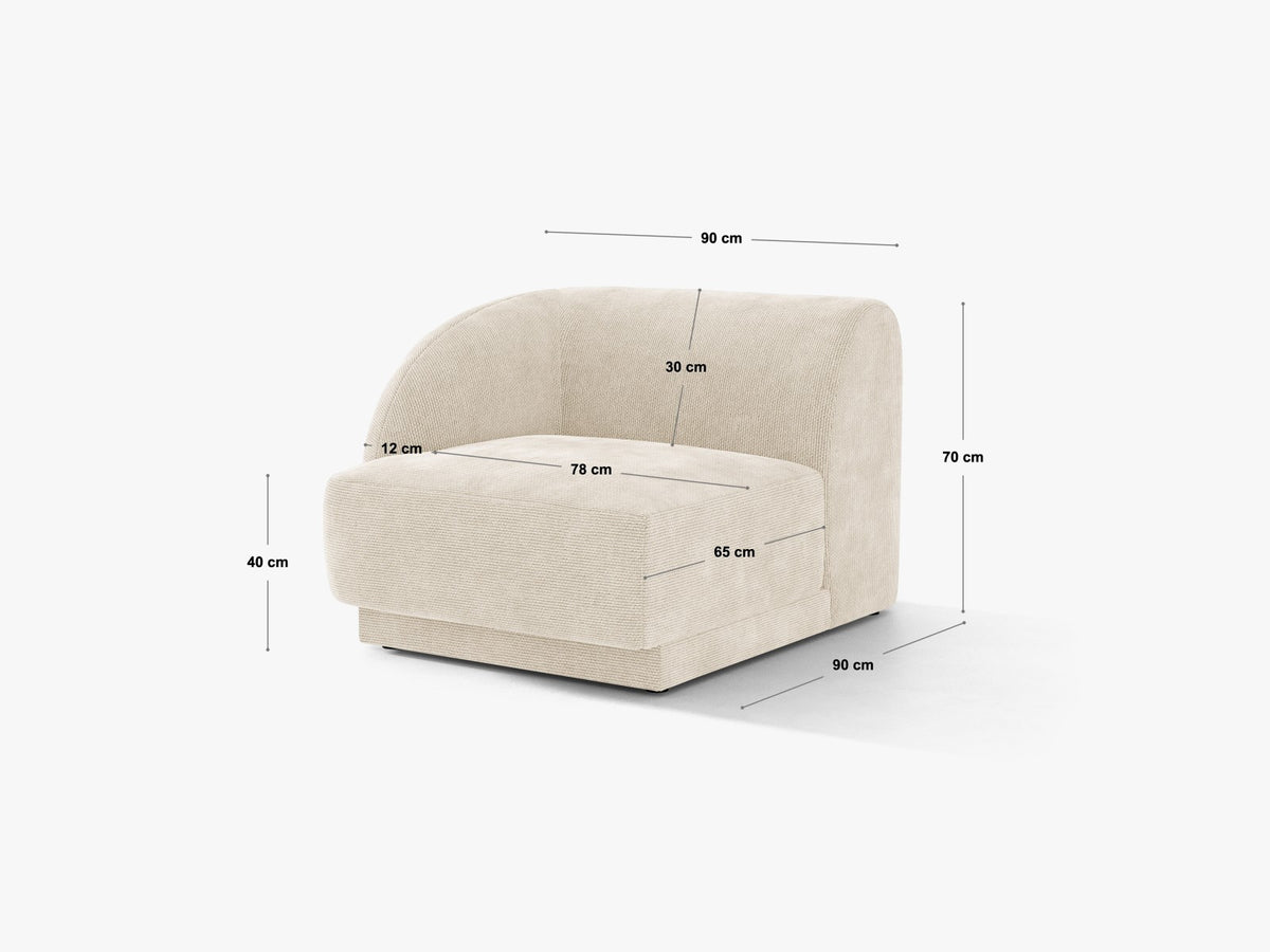 Modulo con Bracciolo Miley, 1 Posto, 90x90x70