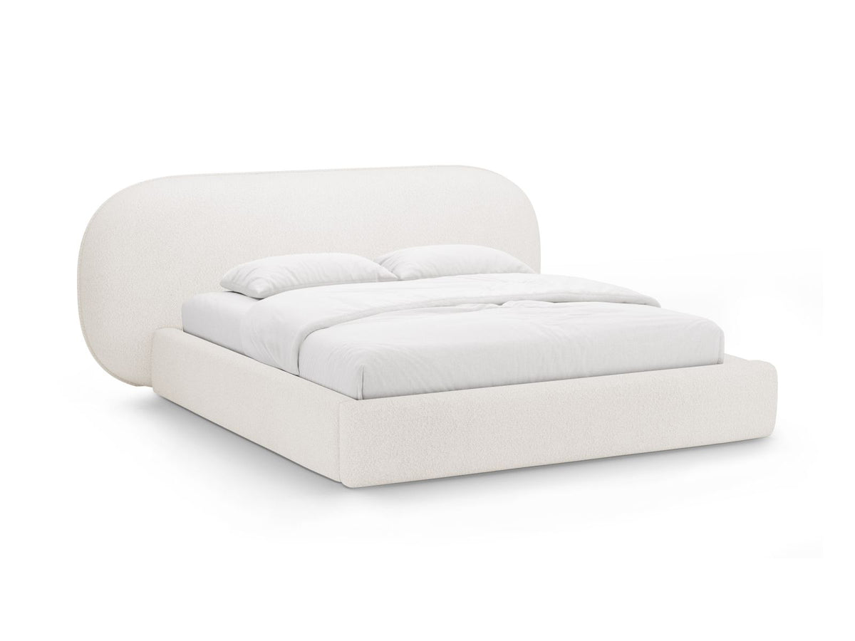 Letto Contenitore con Testata Ovalo - Bianco 160x200