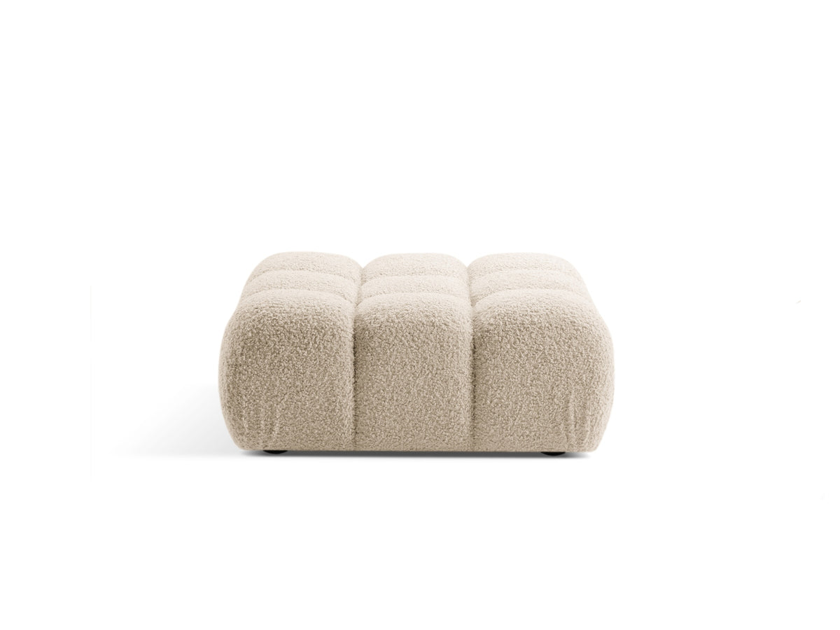 Pouf in Bouclé, "Bellis", 1 Posto, 94x94x43 - Beige Chiaro