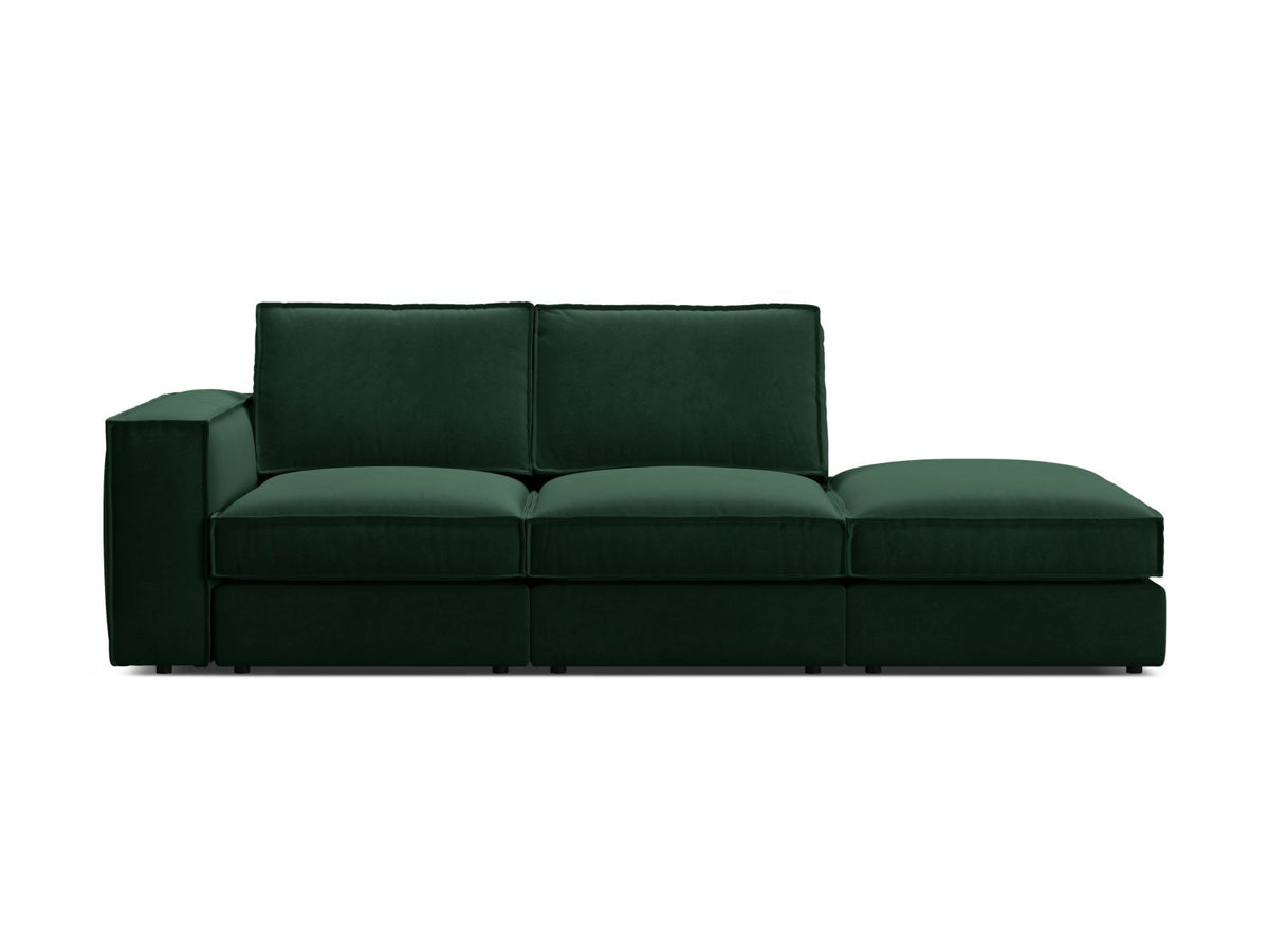 Divano Modulare Aperto Destro in Velluto, "Pola", 3 Posti, 259x103x88 - Verde Bottiglia