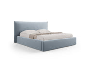 Letto con Contenitore e Testata in Velluto, "Kaelle", 223x240x111 - Blu Chiaro