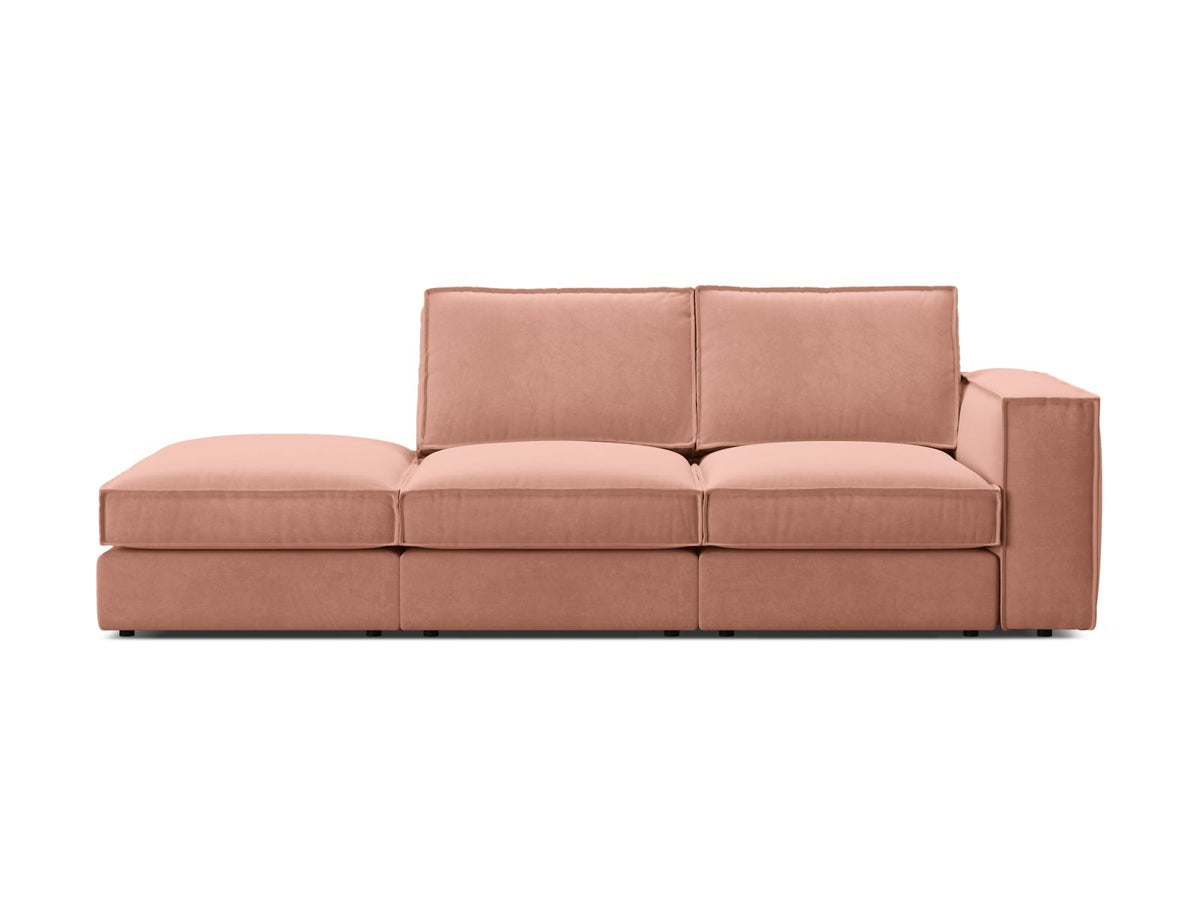 Divano Modulare Aperto Sinistro in Velluto, "Pola", 3 Posti, 259x103x88 - Rosa