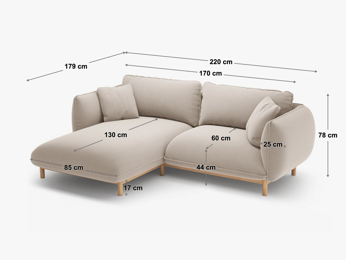 Divano Angolare Ada, 3 Posti, 179x220x78
