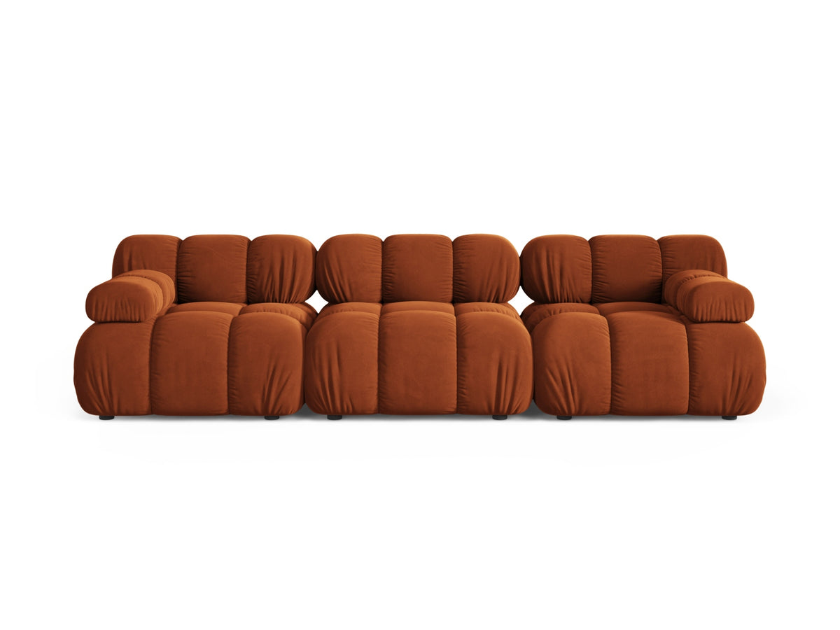 Divano Modulare in Velluto, "Bellis", 3 Posti, 282x94x70 - Terracotta