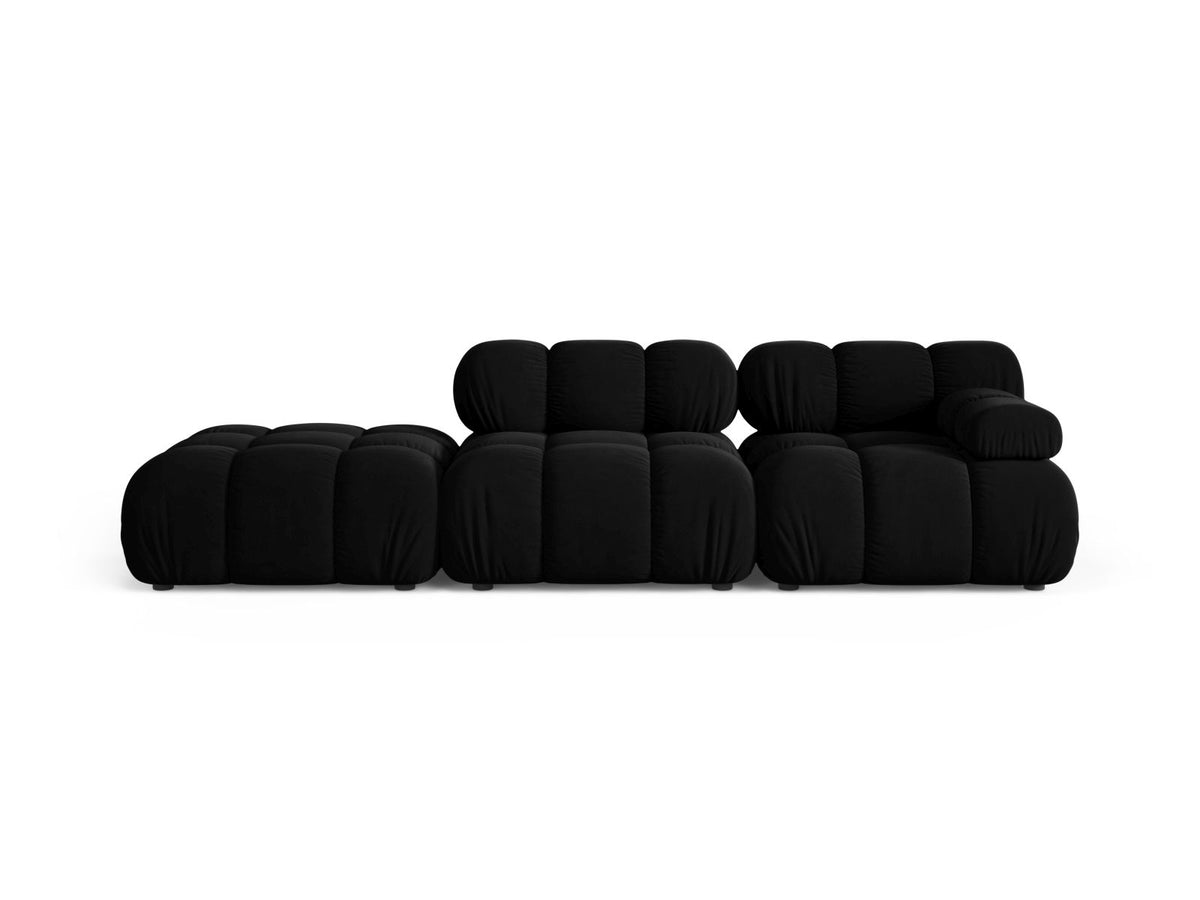 Divano Modulare Sinistro in Velluto, "Bellis", 4 Posti, 282x94x70 - Nero