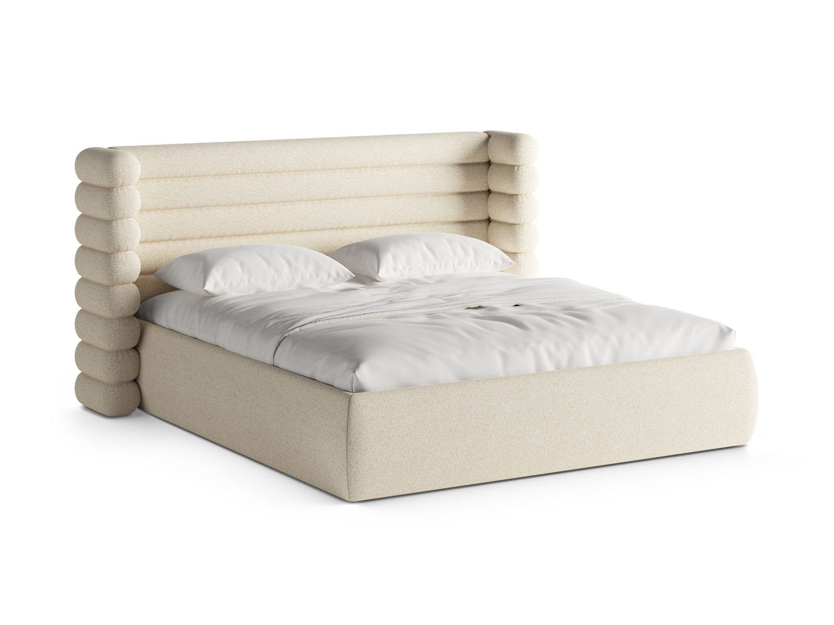 Letto con Contenitore e Testata, "Mount", 228x256x120 - Beige Chiaro Melange