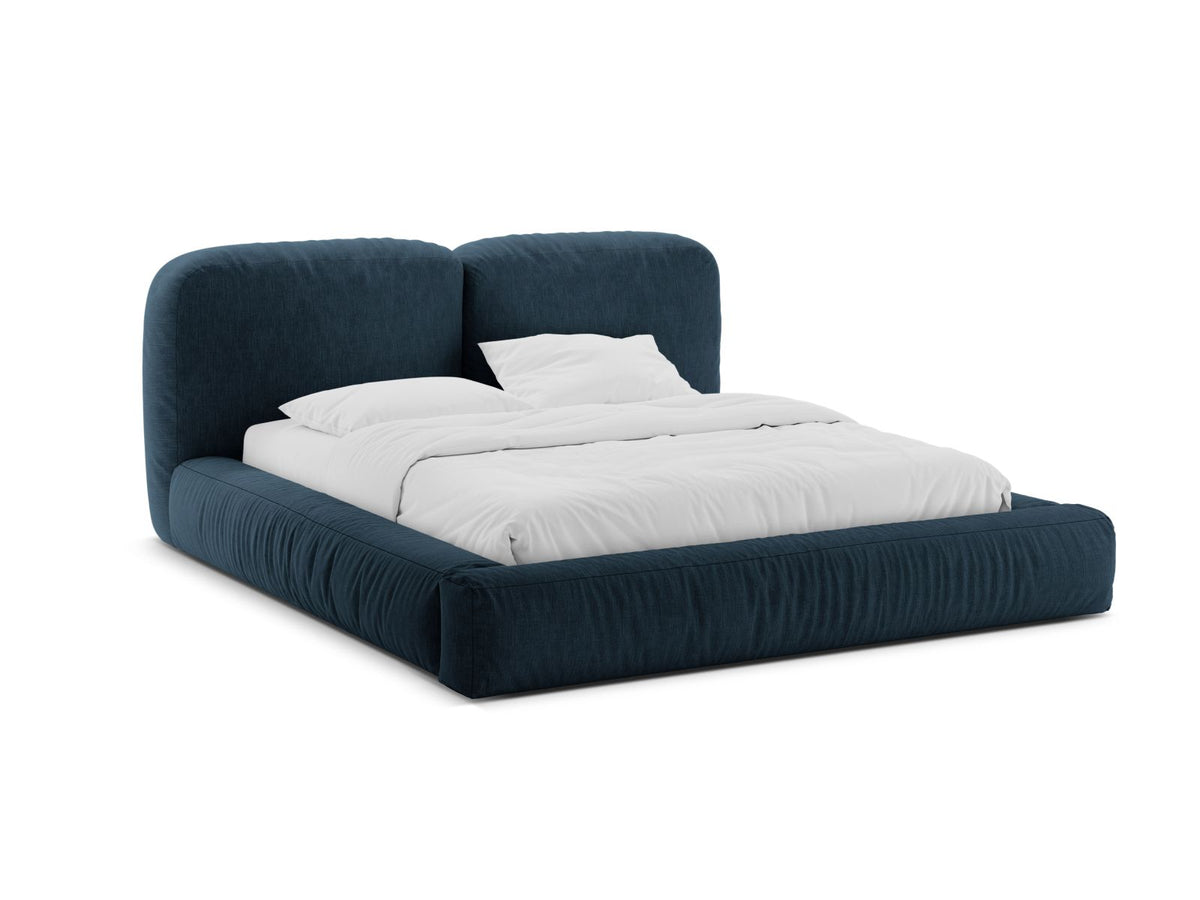 Letto con Contenitore e Testata, "Martina", 246x226x101 - Blu Jeans