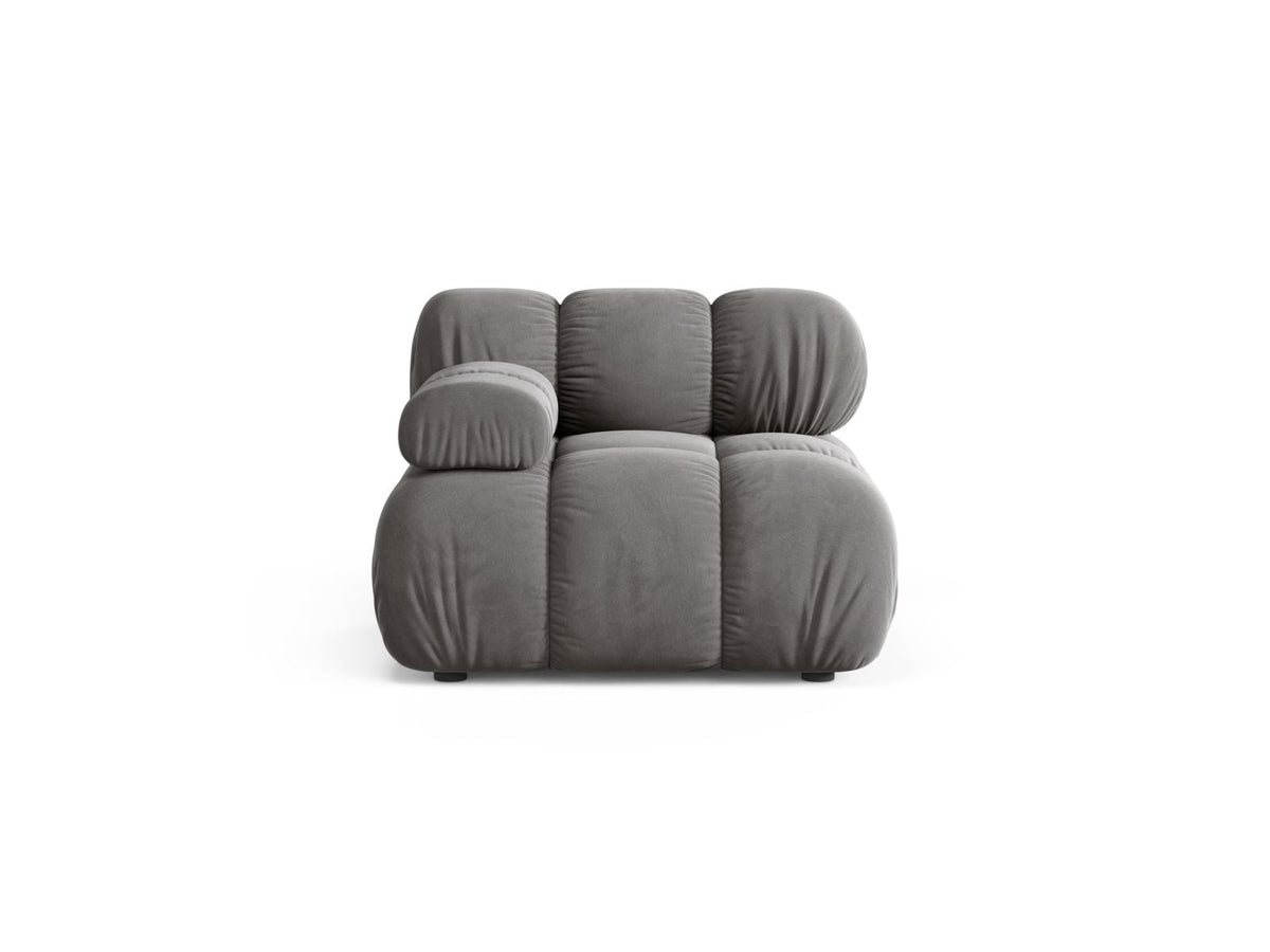 Modulo Sinistro in Velluto, "Bellis", 1 Posto, 94x94x70 - Grigio Chiaro