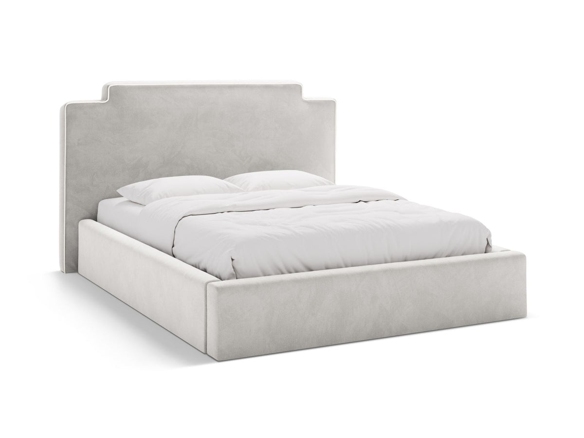 Letto Contenitore con Testata Princess - Avorio, Grigio Chiaro 180x200