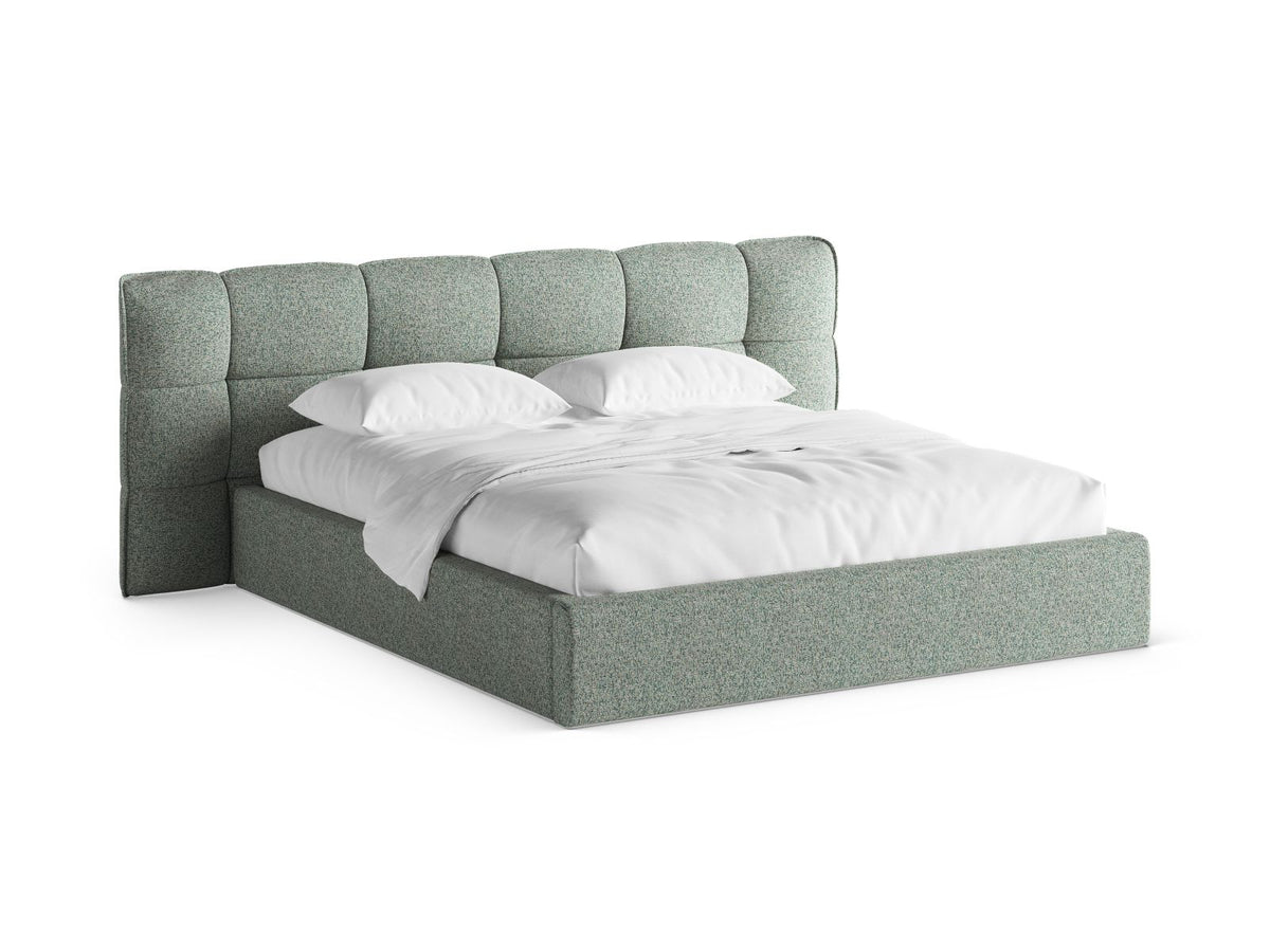 Letto Contenitore con Testata Eric Gambe plastica nera - Verde Muschio Mélange 180x200
