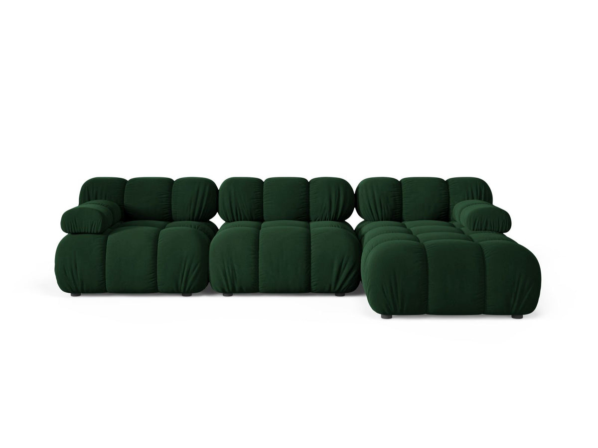 Divano Angolare Modulare Destro in Velluto, "Bellis", 4 Posti, 282x155x70 - Verde Bottiglia