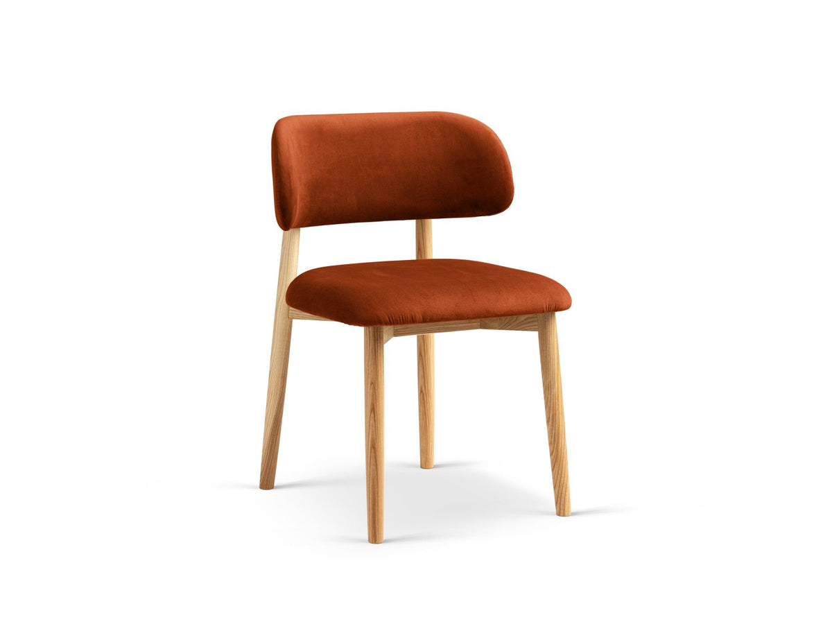 Sedia in Velluto, "Evan", 1 Posto, 49.5x51x77 - Mogano