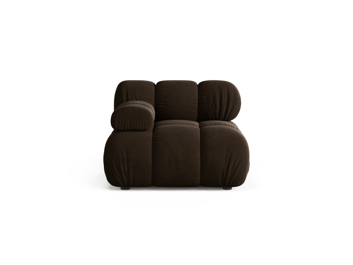 Modulo Sinistro in Velluto, "Bellis", 1 Posto, 94x94x70 - Marrone Scuro