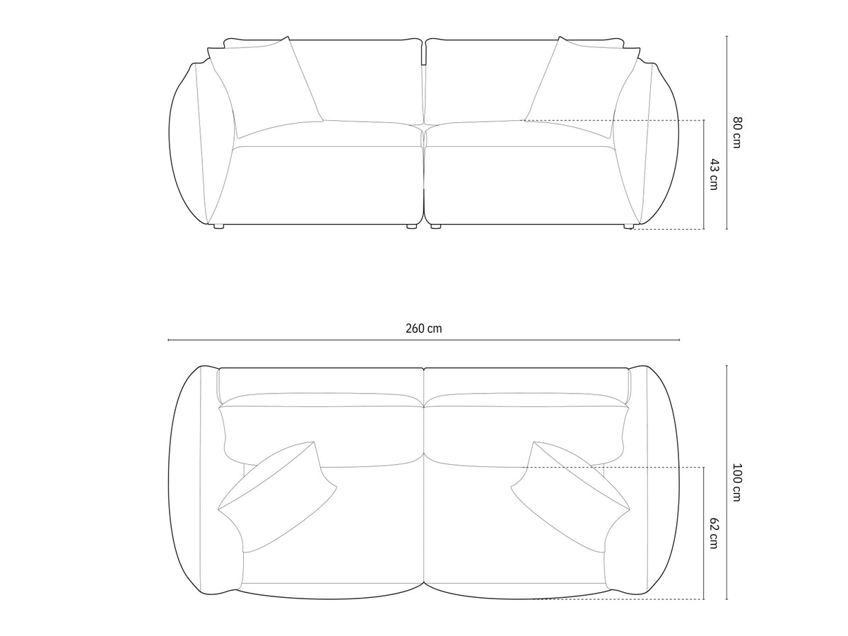 Divano Componibile Chris, 4 Posti, 100x260x80