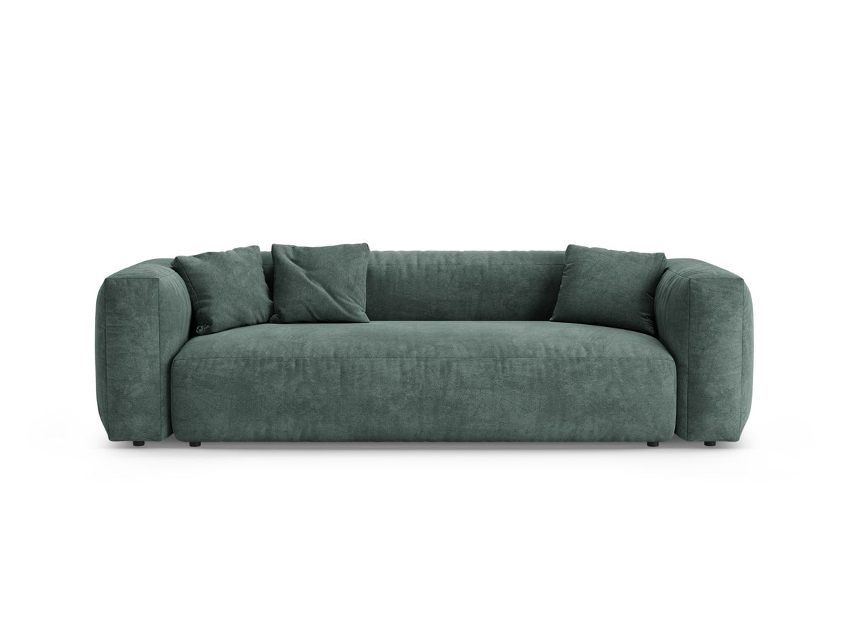 Divano con Funzione Letto in Velluto, "Martina", 3 Posti, 264x106x75 - Petrolio