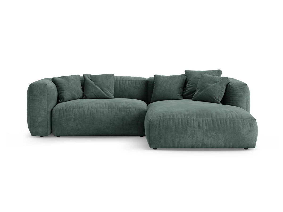 Divano Angolare Destro con Funzione Letto in Velluto, "Martina", 4 Posti, 280x170x75 - Petrolio