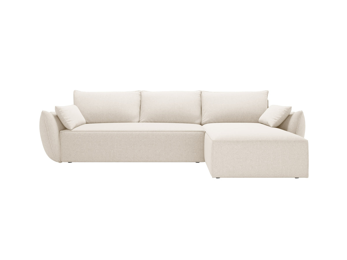 Divano Angolare Destro Letto con Contenitore, "Kaelle", 4 Posti, 252x165x87 - Beige Chiaro