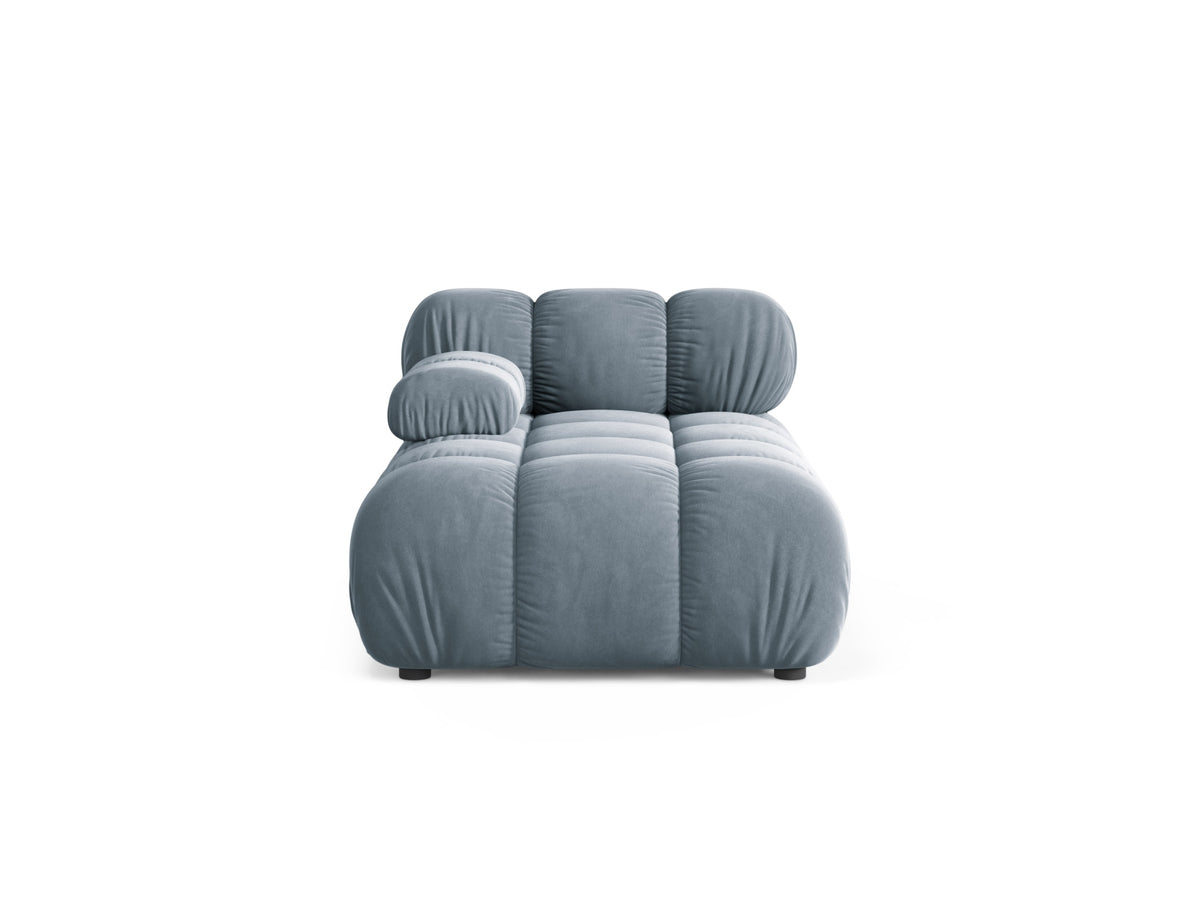 Chaise Longue Sinistra in Velluto, "Bellis", 1 Posto, 155x94x70 - Blu Chiaro