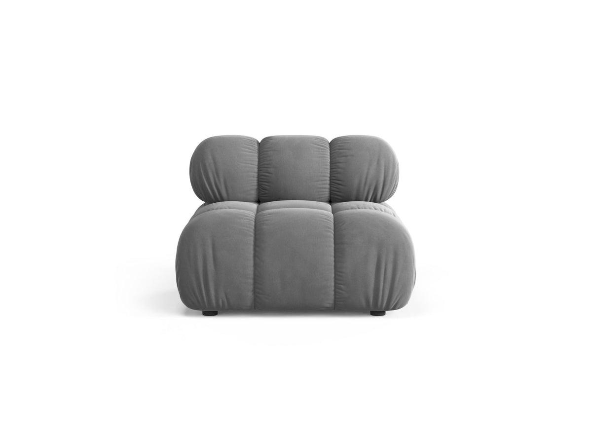 Modulo senza Braccioli in Velluto, "Bellis", 1 Posto, 94x94x70 - Grigio Chiaro