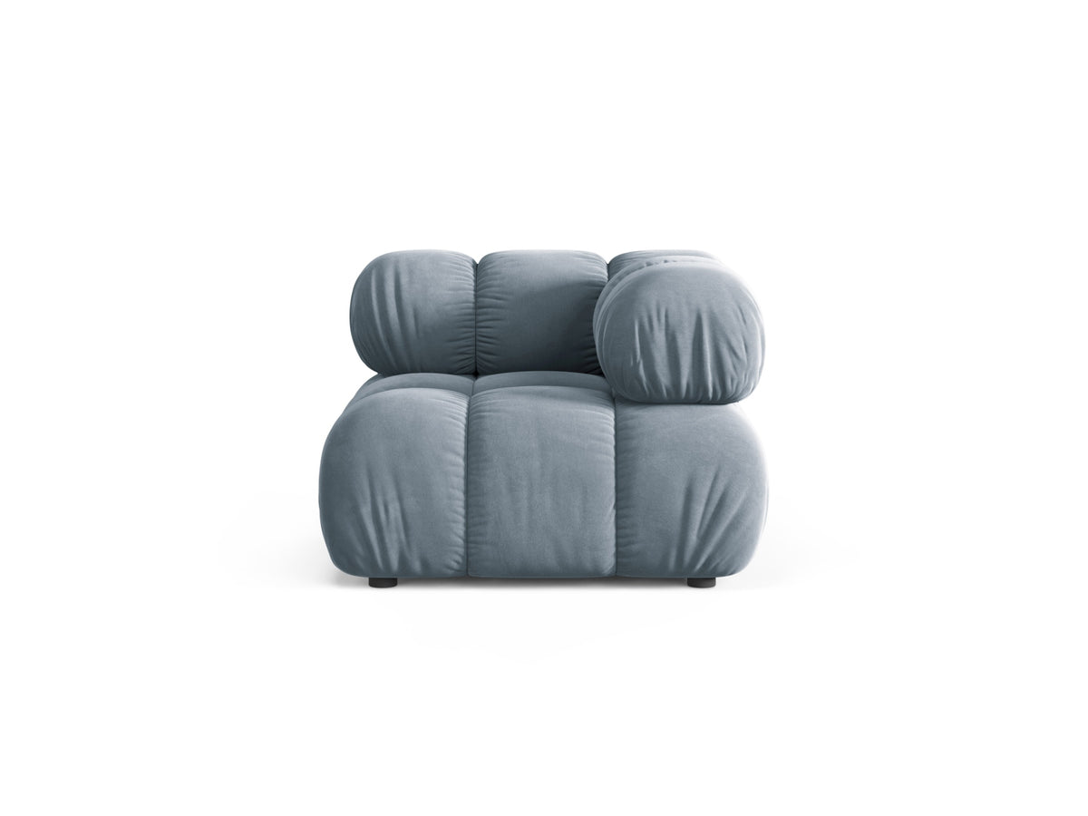Modulo Angolare in Velluto, "Bellis", 1 Posto, 94x94x70 - Blu Chiaro
