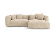 Divano Angolare Destro con Funzione Letto in Velluto, "Martina", 4 Posti, 280x170x75 - Beige Chiaro