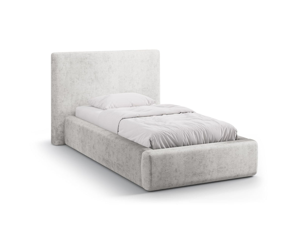 Letto con Contenitore e Testata, "Amy", 220x130x95 - Grigio Chiaro