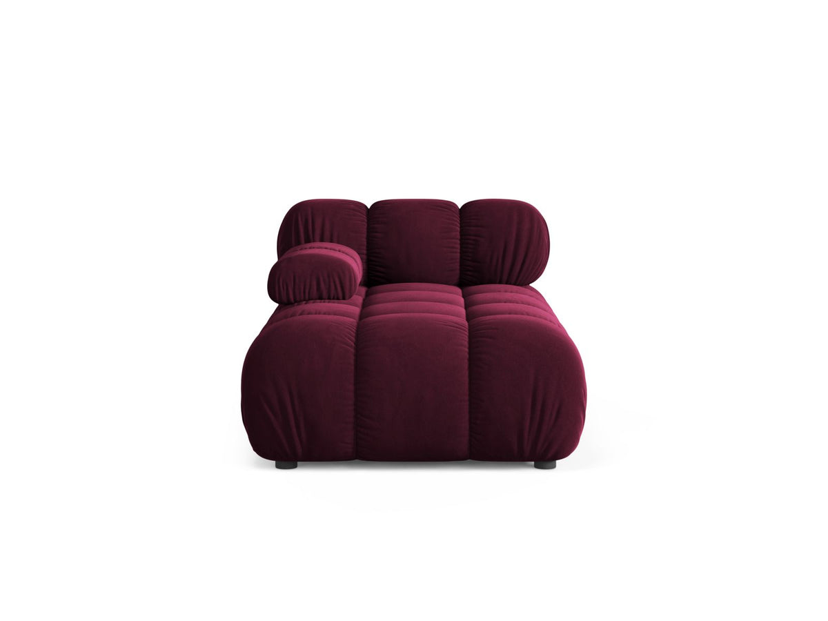 Chaise Longue Sinistra in Velluto, "Bellis", 1 Posto, 155x94x70 - Borgogna