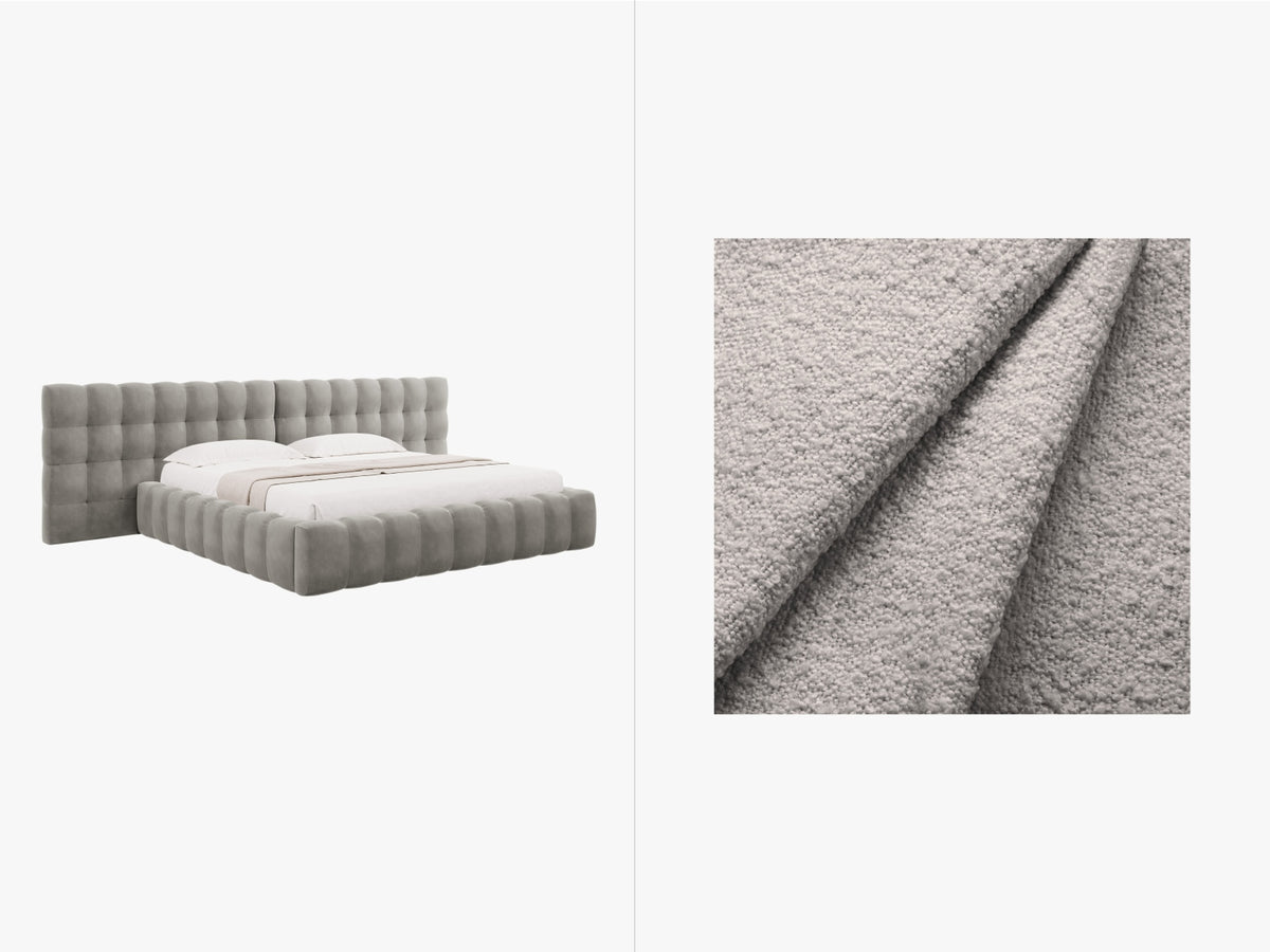 Letto Contenitore con Testata Doppia Mamaia - Grigio Chiaro 180x200