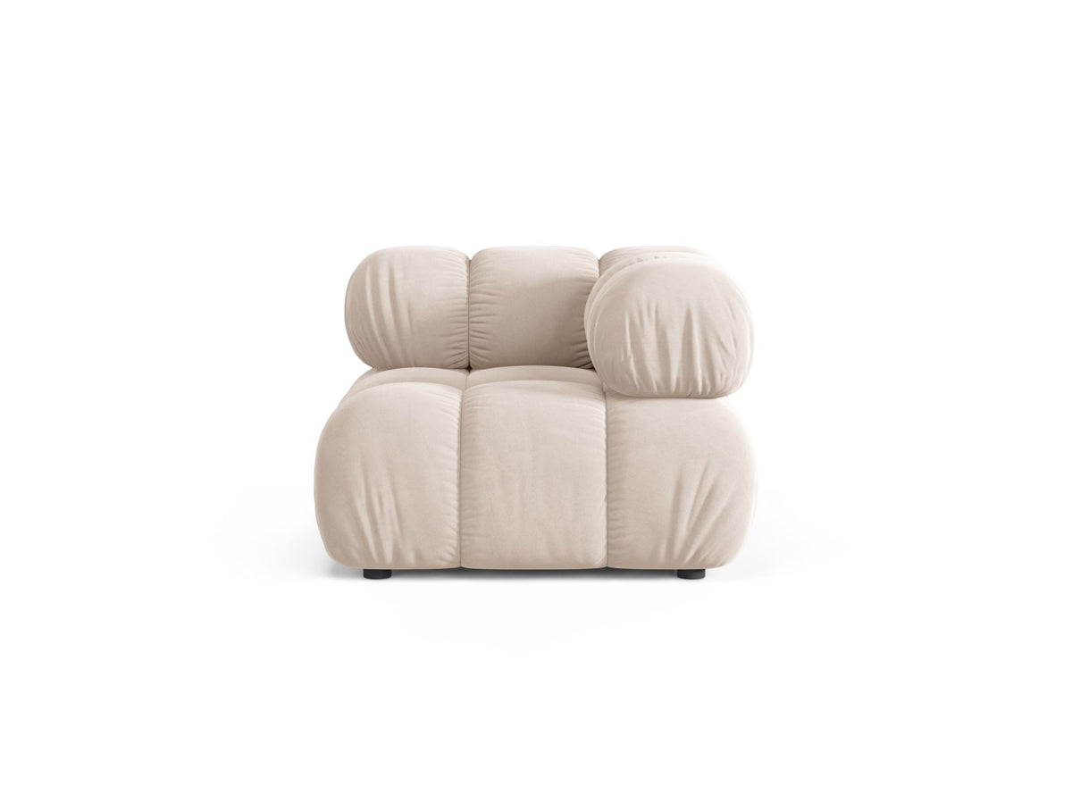 Modulo Angolare in Velluto, "Bellis", 1 Posto, 94x94x70 - Beige Chiaro