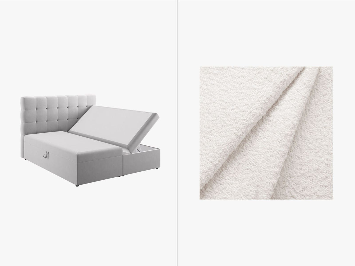 Letto Boxspring con Testata, Materasso e Topper Mamaia - Bianco 160x200