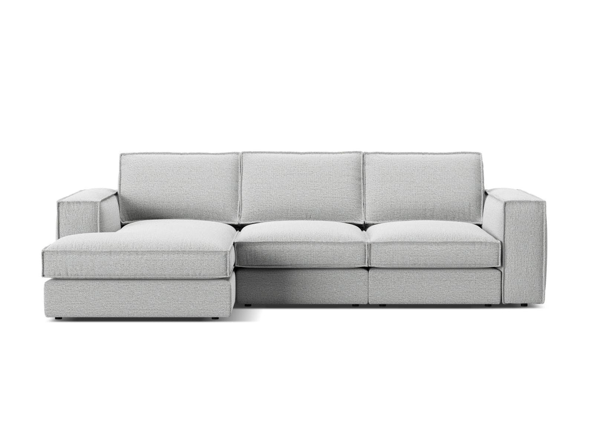 Divano Angolare Modulare Sinistro, "Pola", 3 Posti, 284x158x88 - Grigio Chiaro
