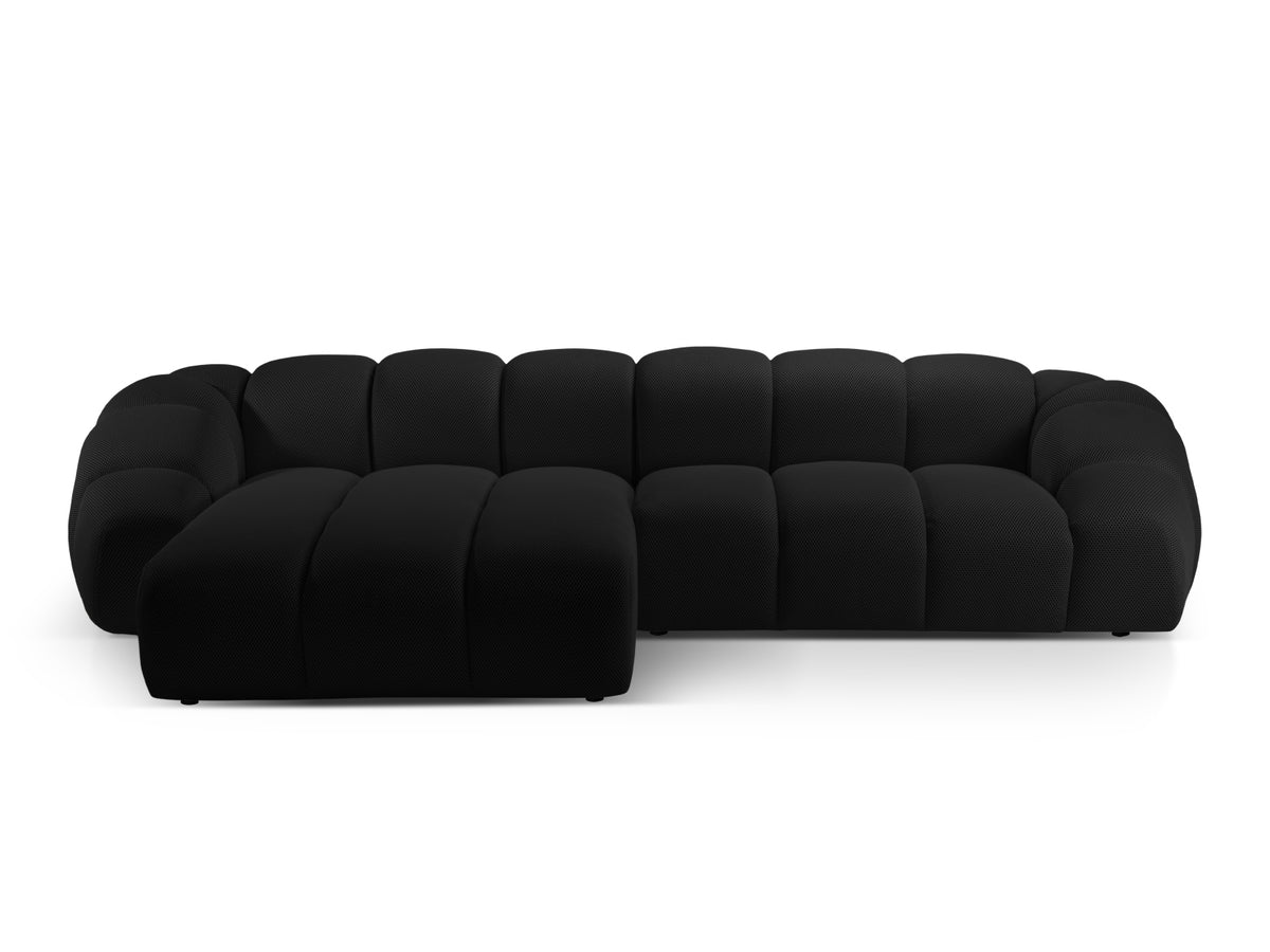 Divano Angolare Sinistro, "Diana", 4 Posti, 334x182x72 - Nero