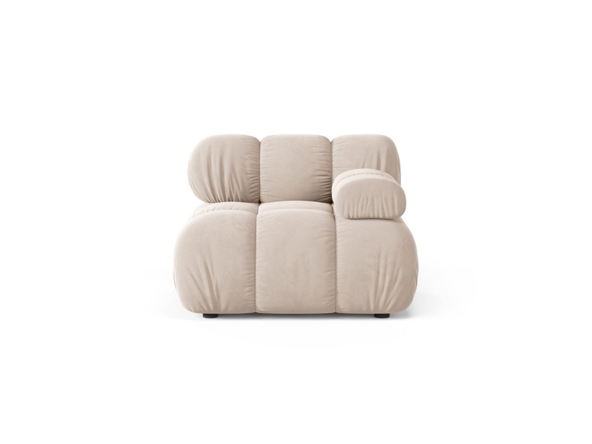 Modulo Destro in Velluto, "Bellis", 1 Posto, 94x94x70 - Beige Chiaro