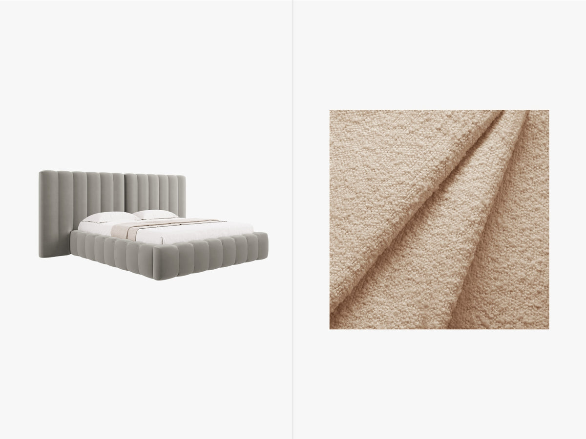 Letto Contenitore con Testata Doppia Kelp - Beige 180x200