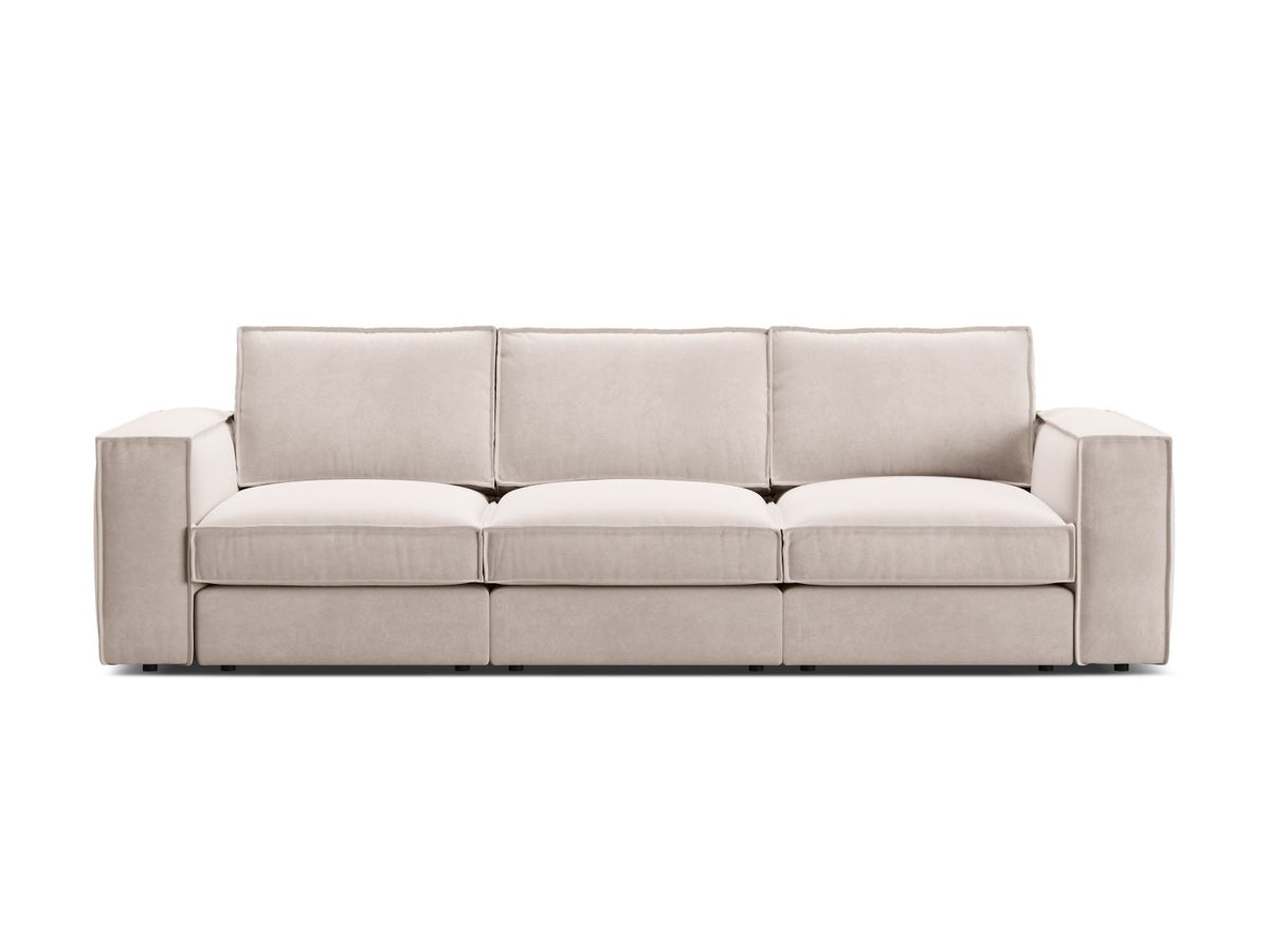 Divano Modulare in Velluto, "Pola", 4 Posti, 284x103x88 - Beige