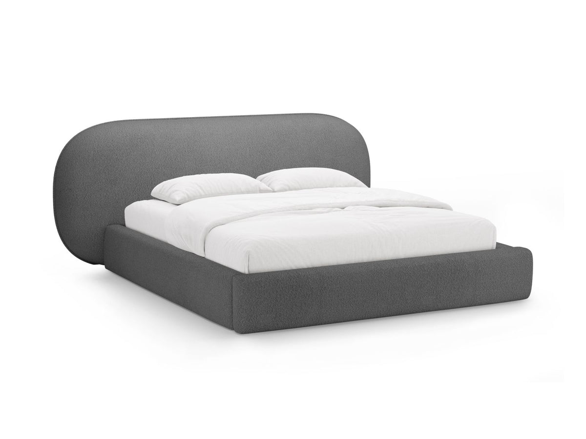 Letto Contenitore con Testata Ovalo - Grigio Scuro 180x200