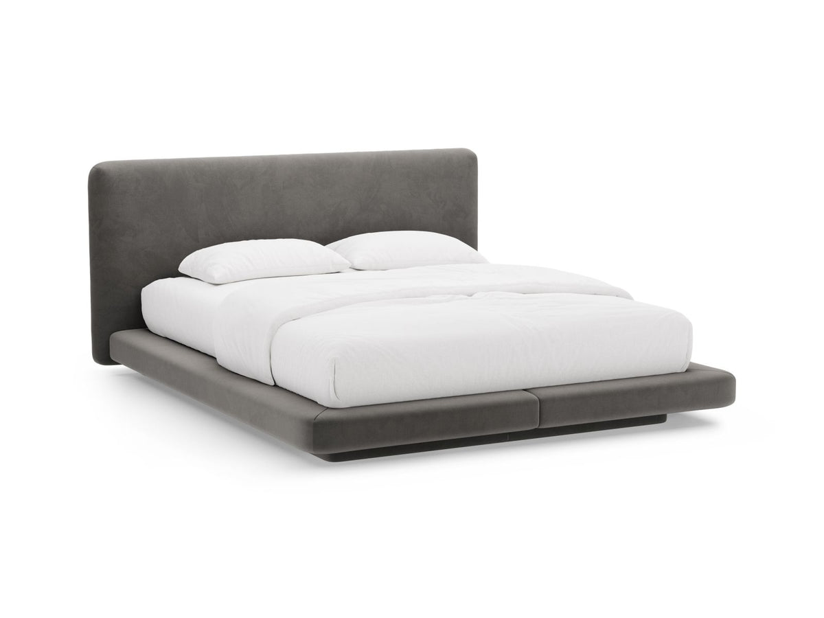 Letto con Testata in Velluto, "Linea", 225x224x98 - Grigio Scuro