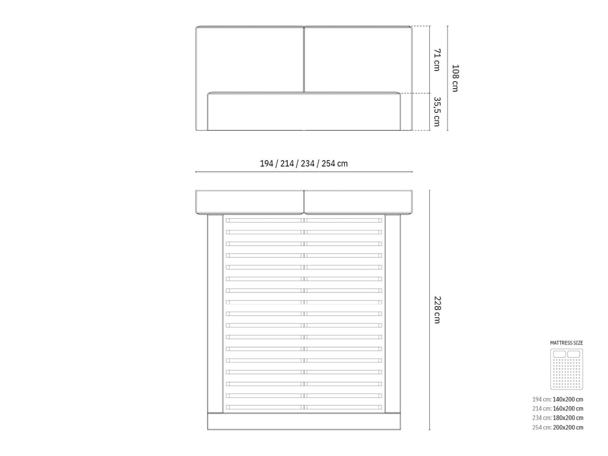 Letto Contenitore con Testata Doppia Jodie