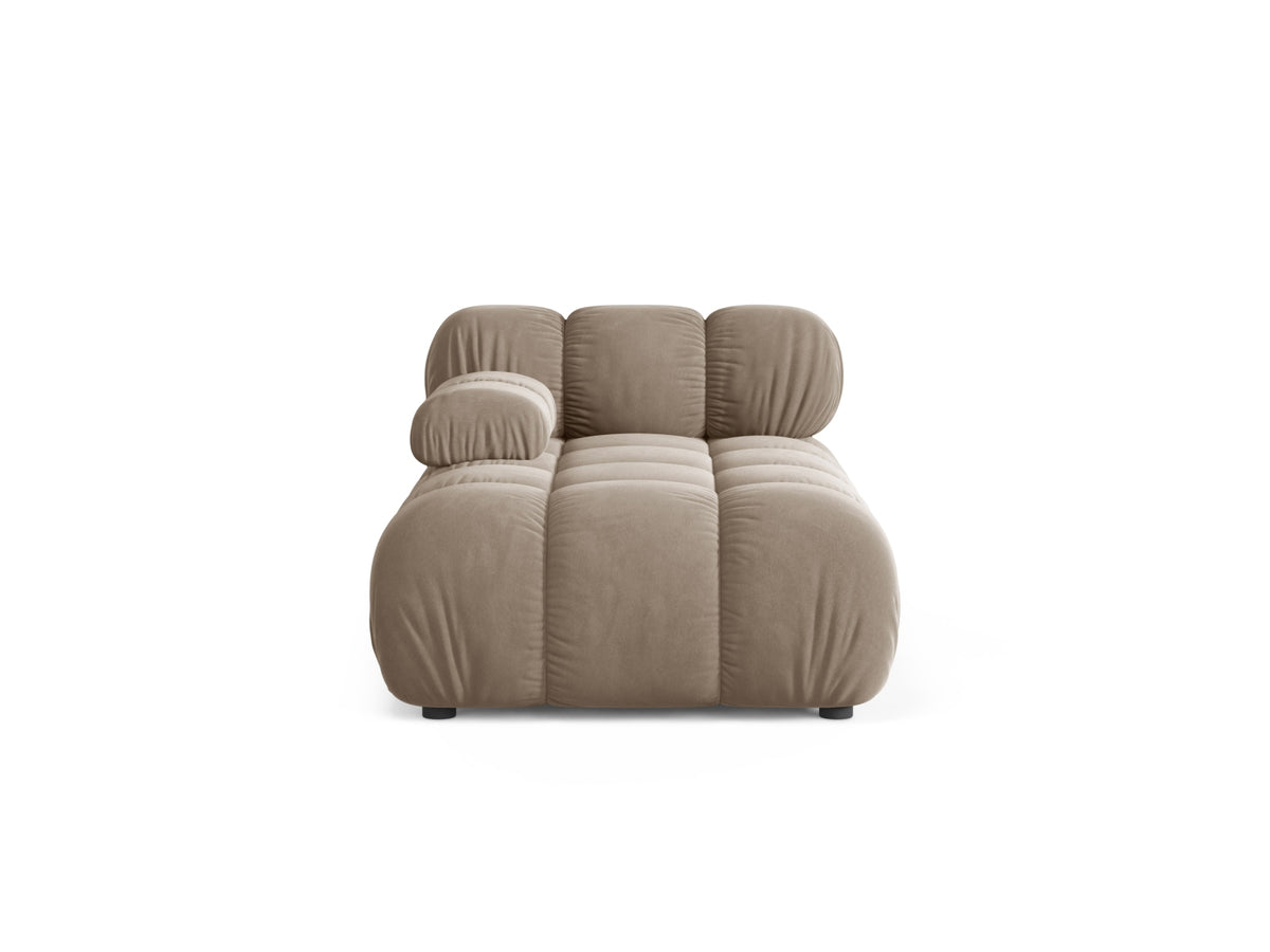 Chaise Longue Sinistra in Velluto, "Bellis", 1 Posto, 155x94x70 - Cappuccino