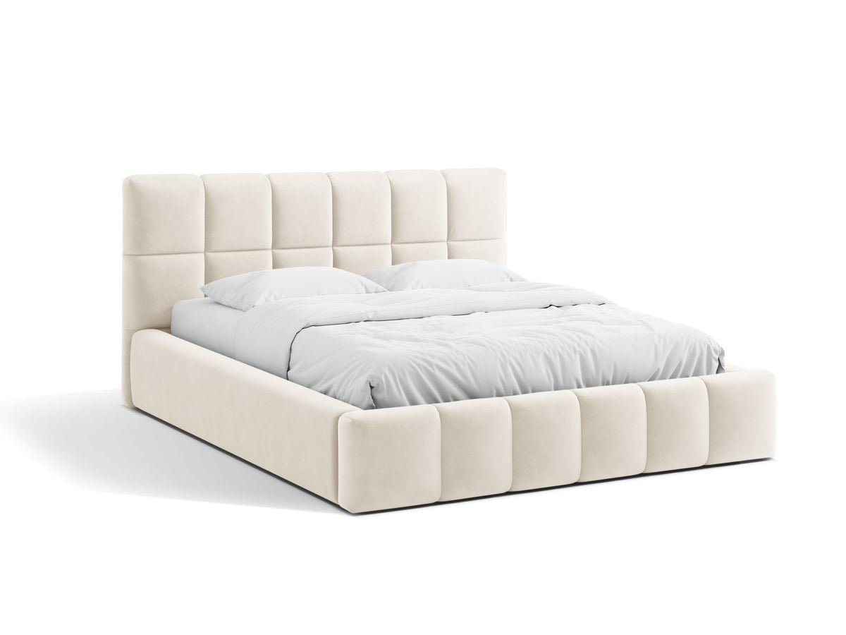 Letto Contenitore con Testata Bellis - Beige Chiaro 160x200